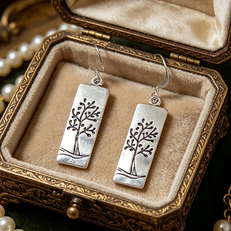 Vintage Distressed Tree of Life Earrings
